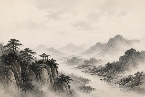 国风水墨山水画